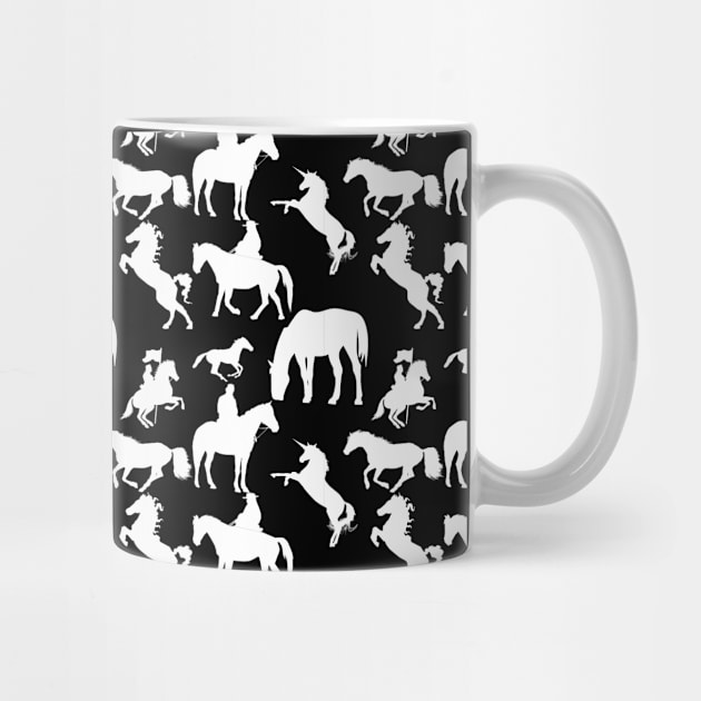 Black and White Horse Pattern by SomebodyArts